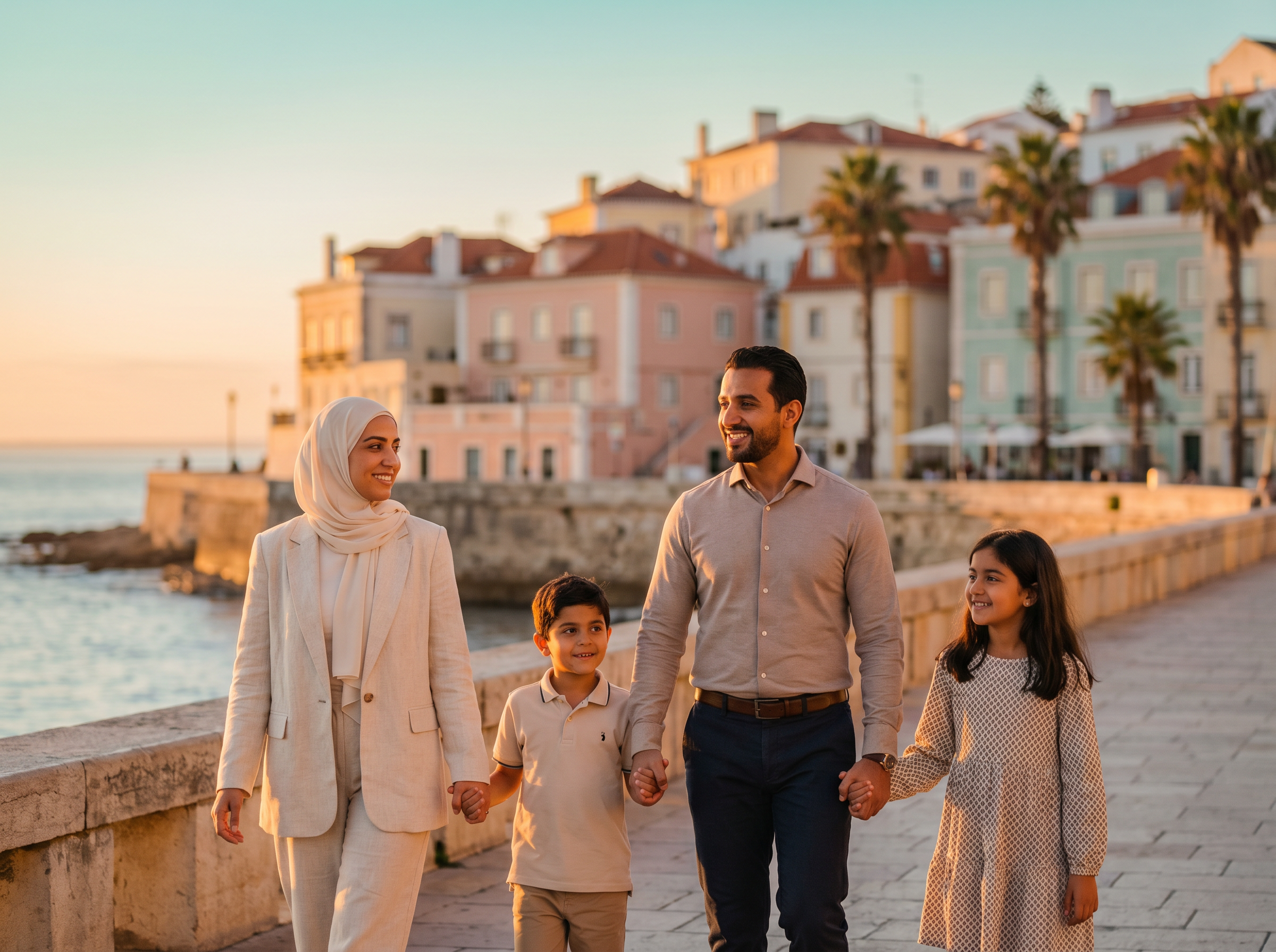 Happy family in Portugal
